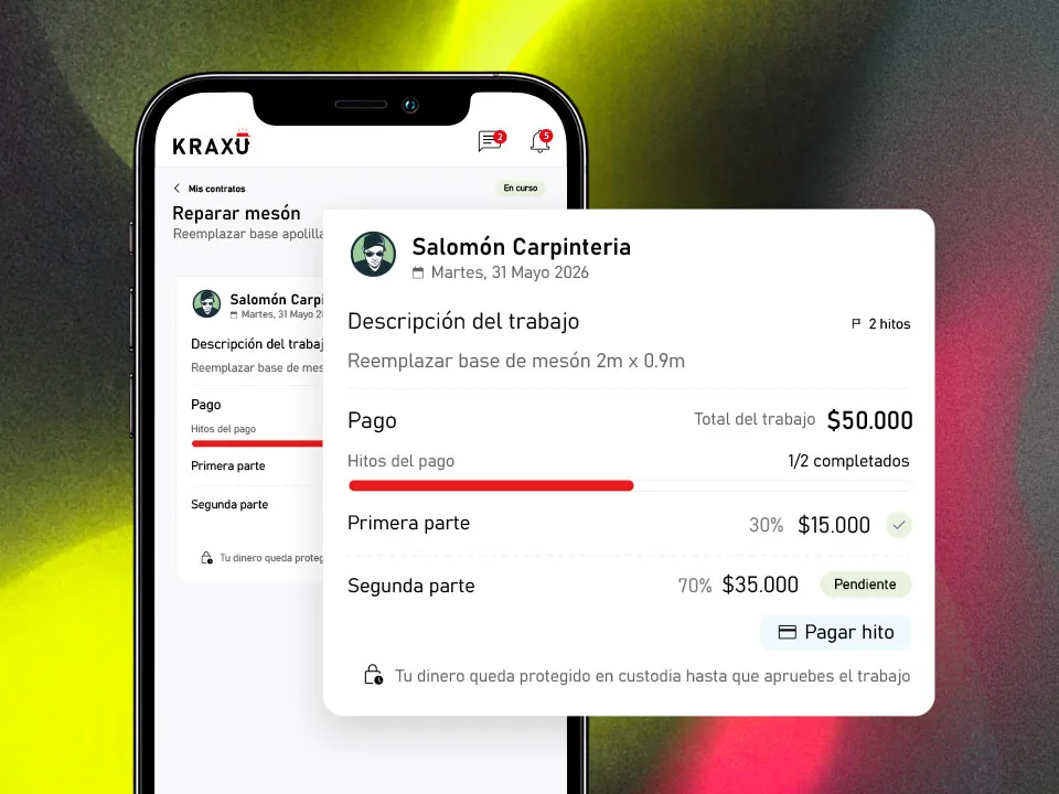 Contrato en curso con la primera parte aprobada y la segunda pendiente de pago